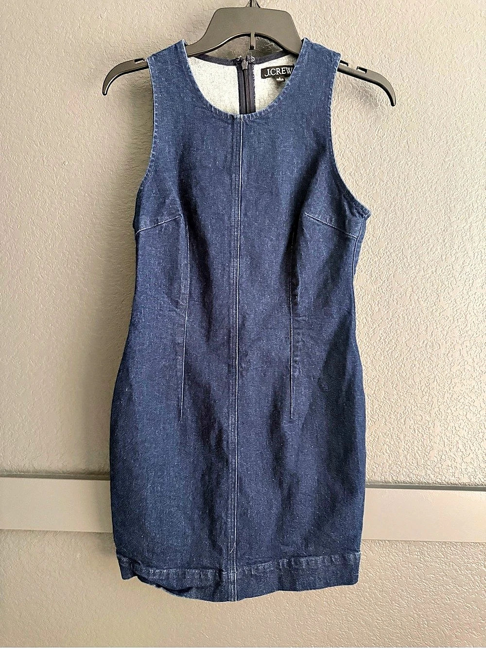 J.CREW • Fitted denim mini dress in Rinse wash dark wash size 2 sleeveless